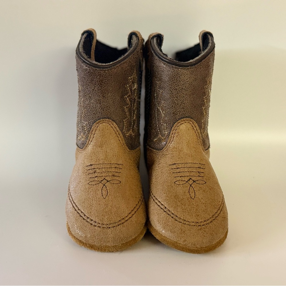 Old West Kids Tan Suede Boots